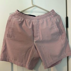 Birddogs Seersucker Stripe Shorts Red (M 7”)
